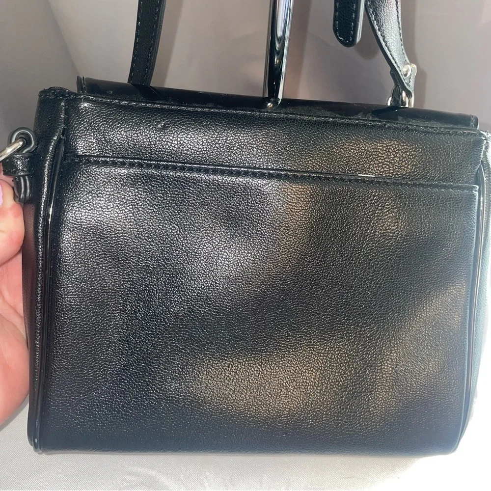 Nine West Women's Crossbody Handbag Adjustable Strap Black Faux Leather Patent